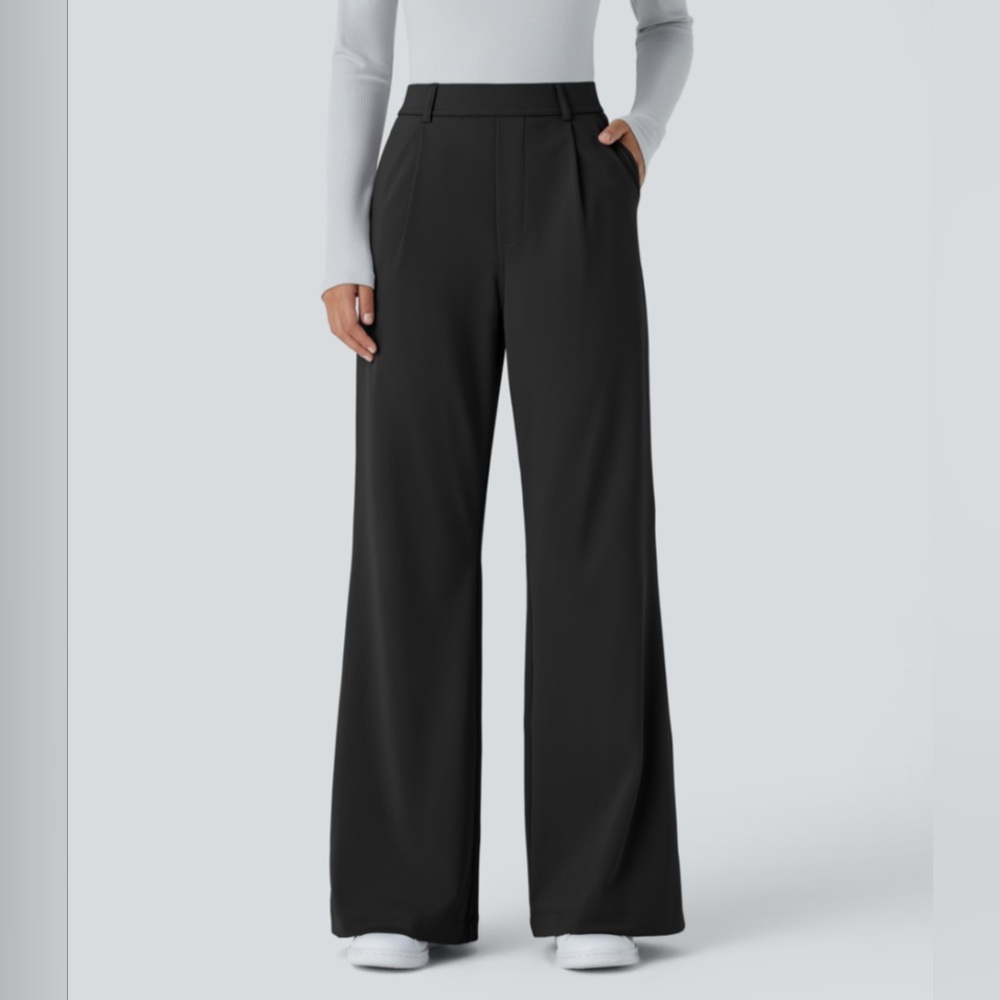 HALARA Flex High Waisted Pocket Straight Leg
Work Pants Size L Black Pull On - Picture 3 of 12
